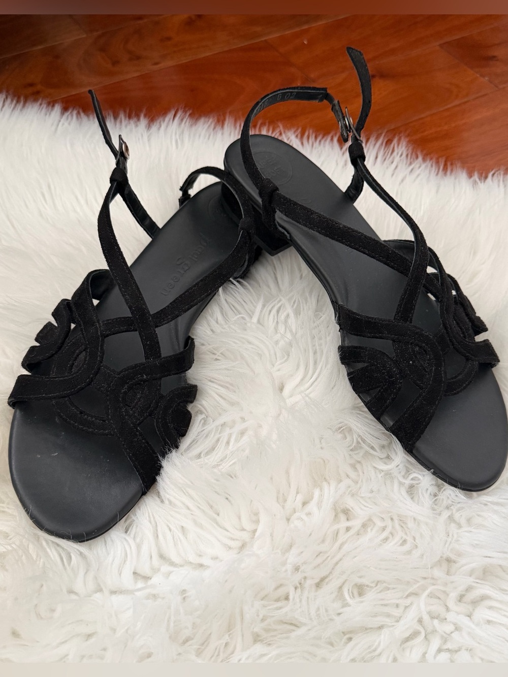Paul Green Black Women's Strappy Suede Sandals 6